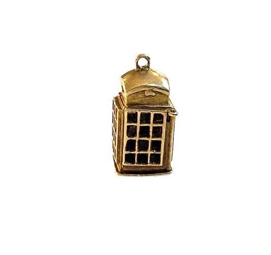 9ct vintage telephone box charm circa London 1955 with opening door 2.1g