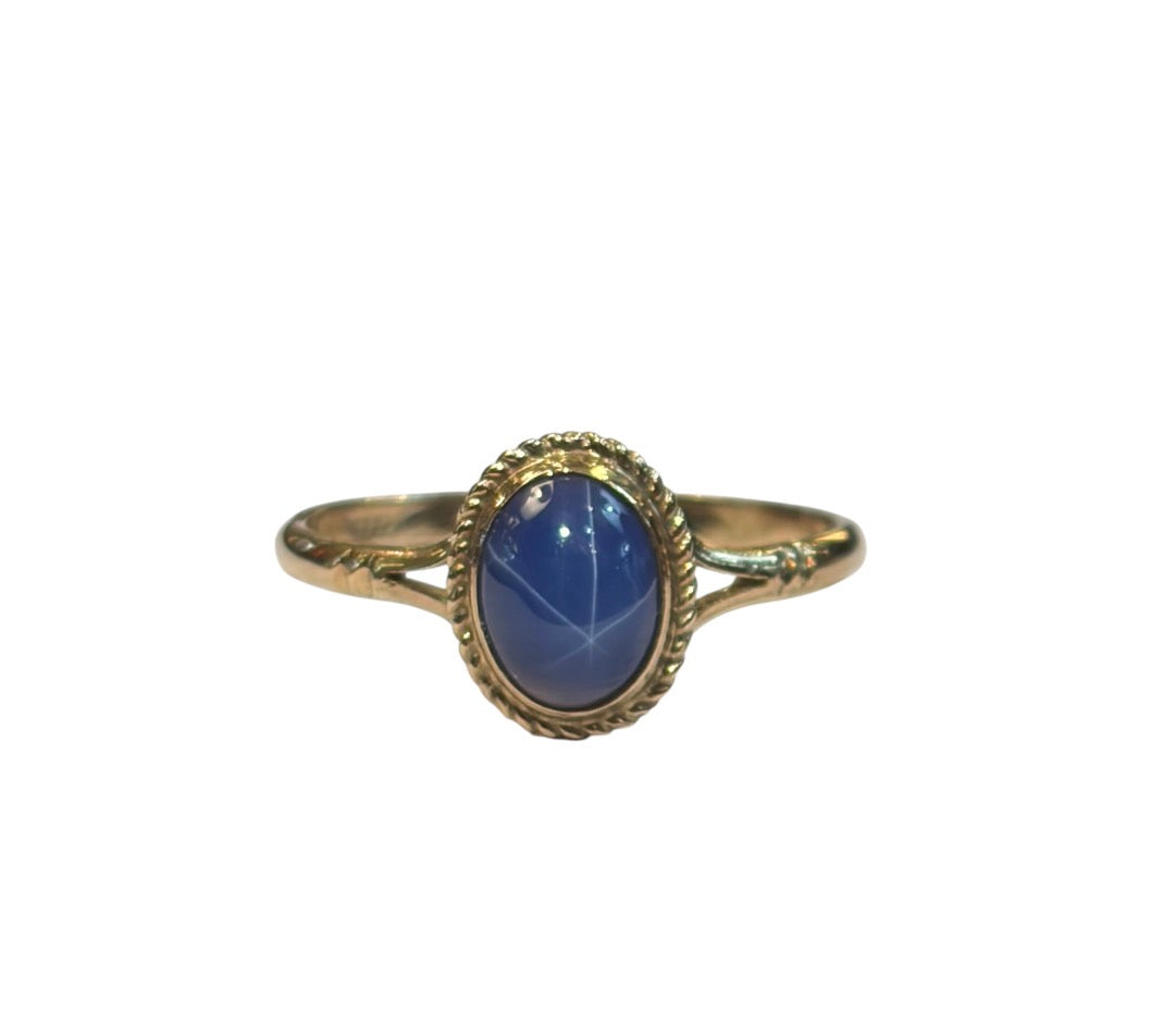 9ct vintage linde star sapphire ring size O circa 1978