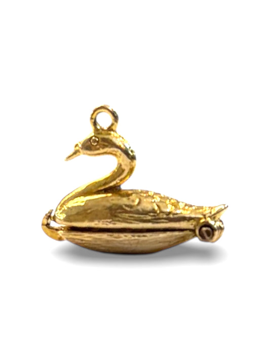9ct vintage swan charm, swan lake circa 1973