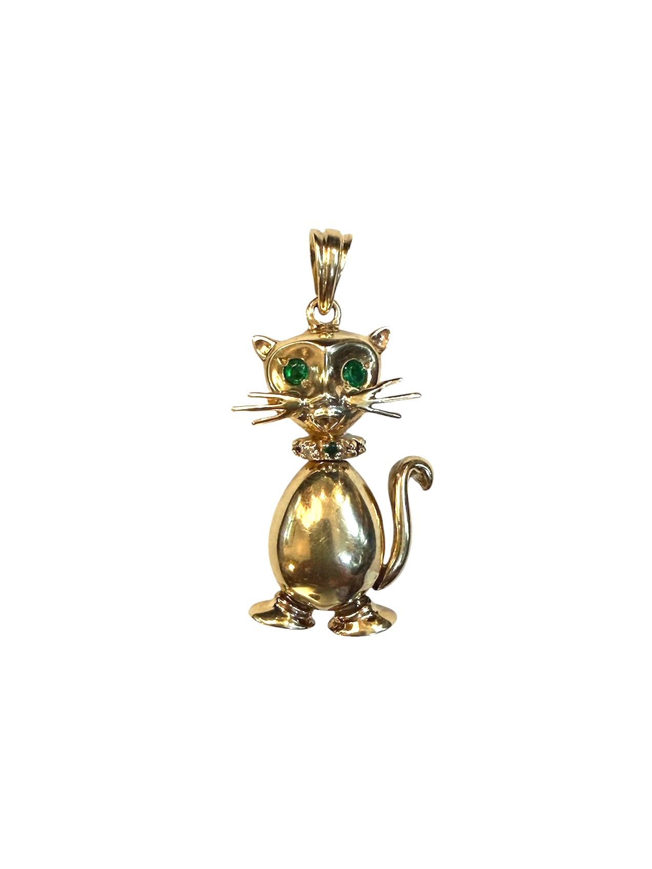 9ct vintage cat charm / pendant, articulated 7.11g