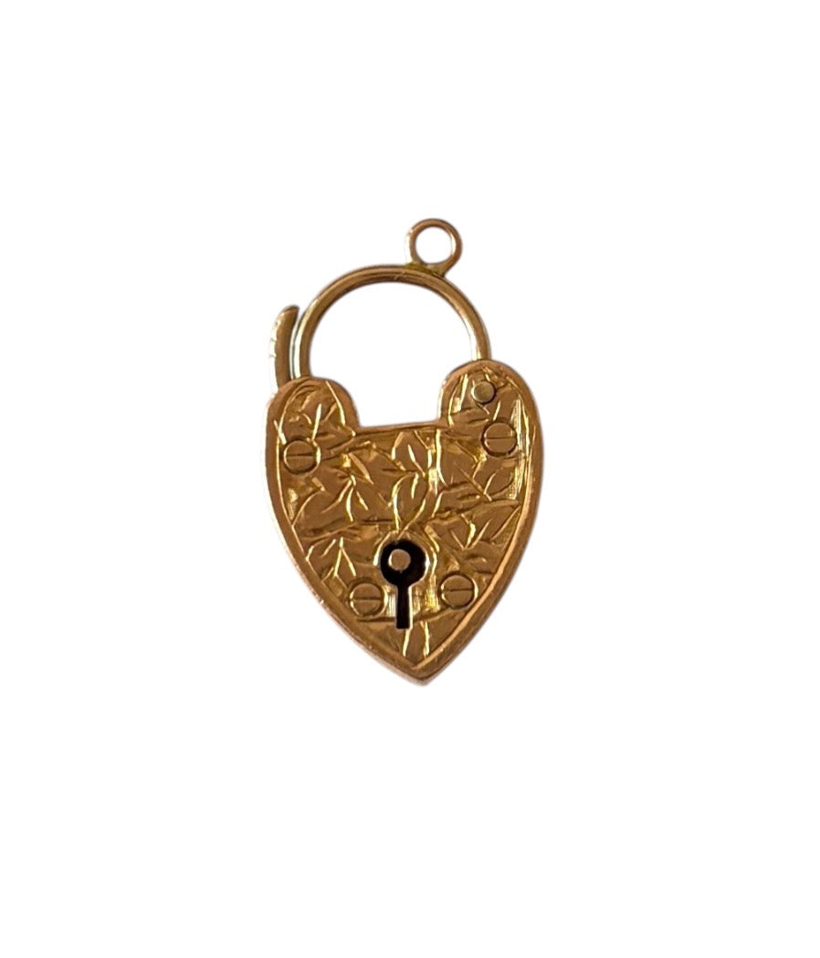 9ct vintage / antique ornate padlock charm / pendant maker J.S 2.53g