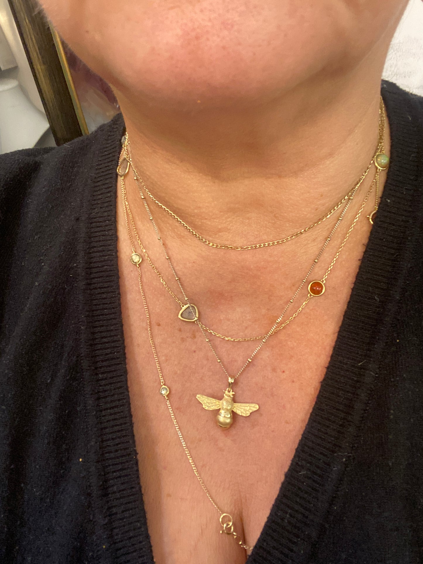 pre owned silver gilt 925 bee pendant