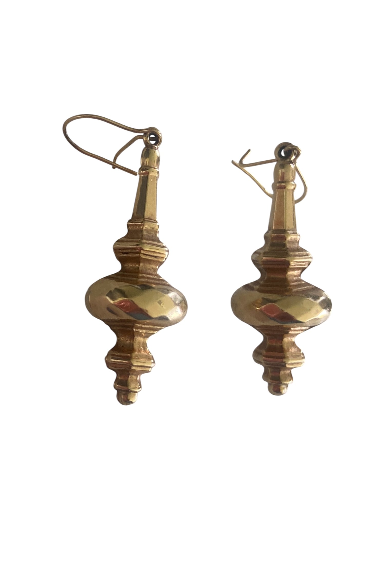9ct vintage drop / dangle earrings. Hollow