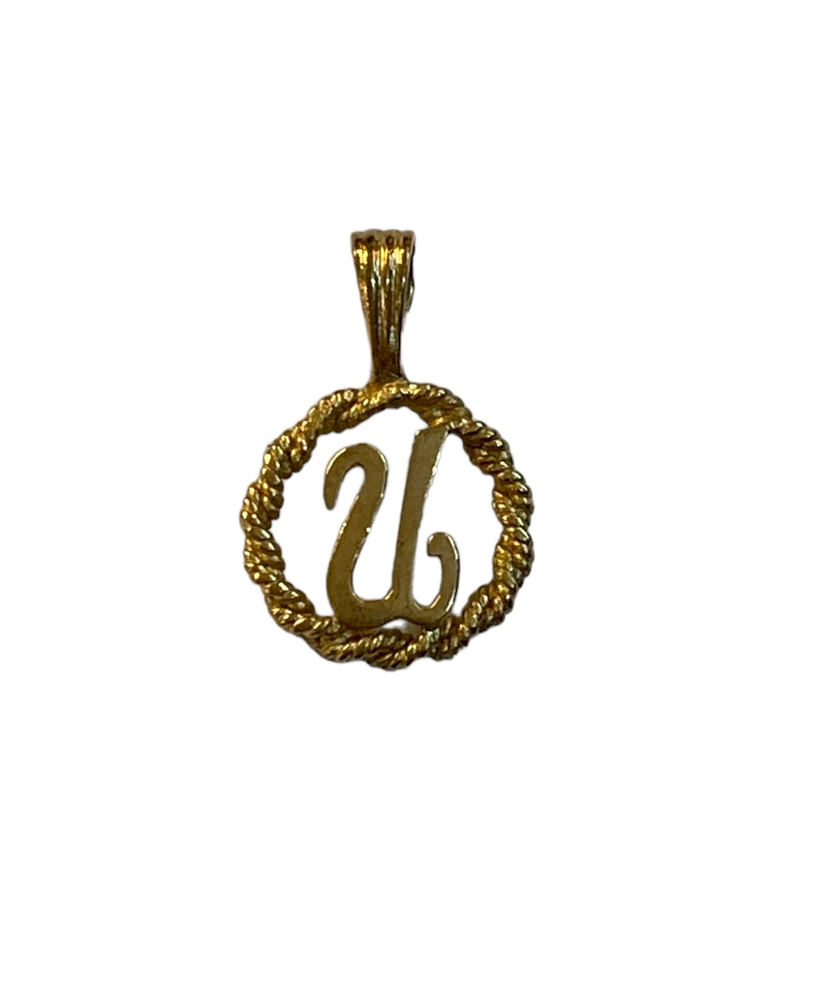 9ct vintage / preowned initial U charm - pendant