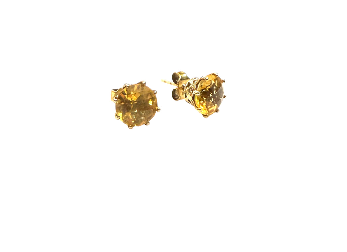 9ct vintage citrine stud earring, 2.0ct each (4.0ct in total )