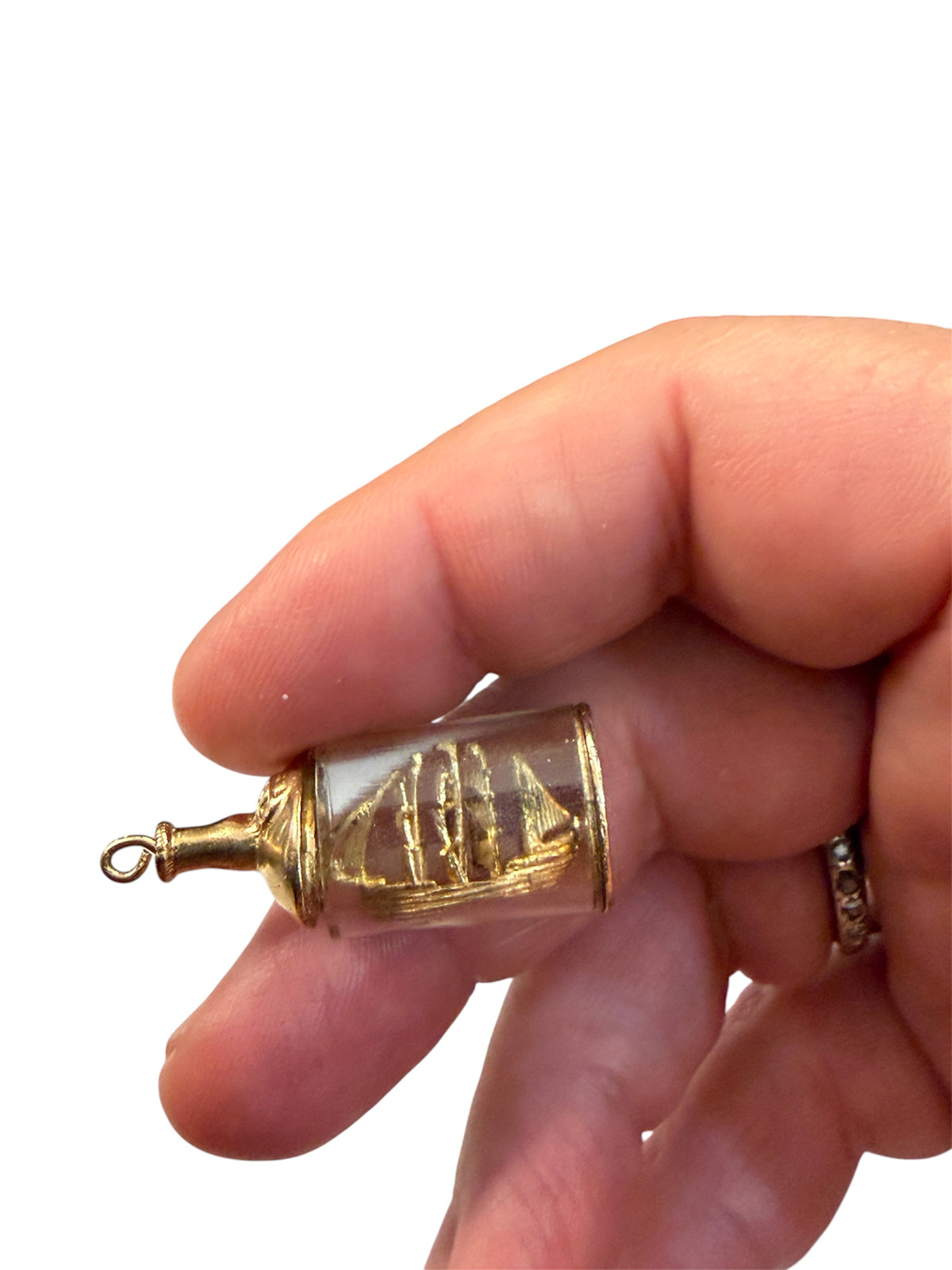 9ct vintage ship in bottle charm circa 1971 by FM 5.4g