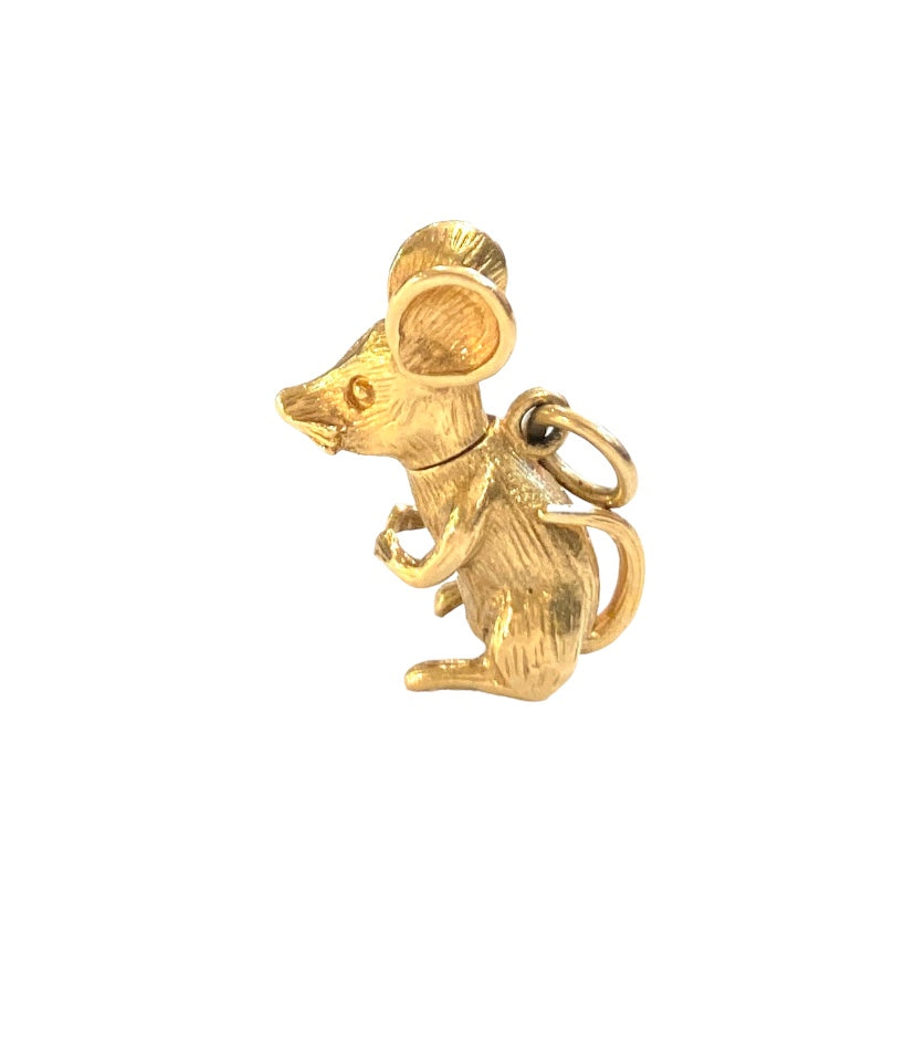 9ct vintage articulated mouse charm circa 1971