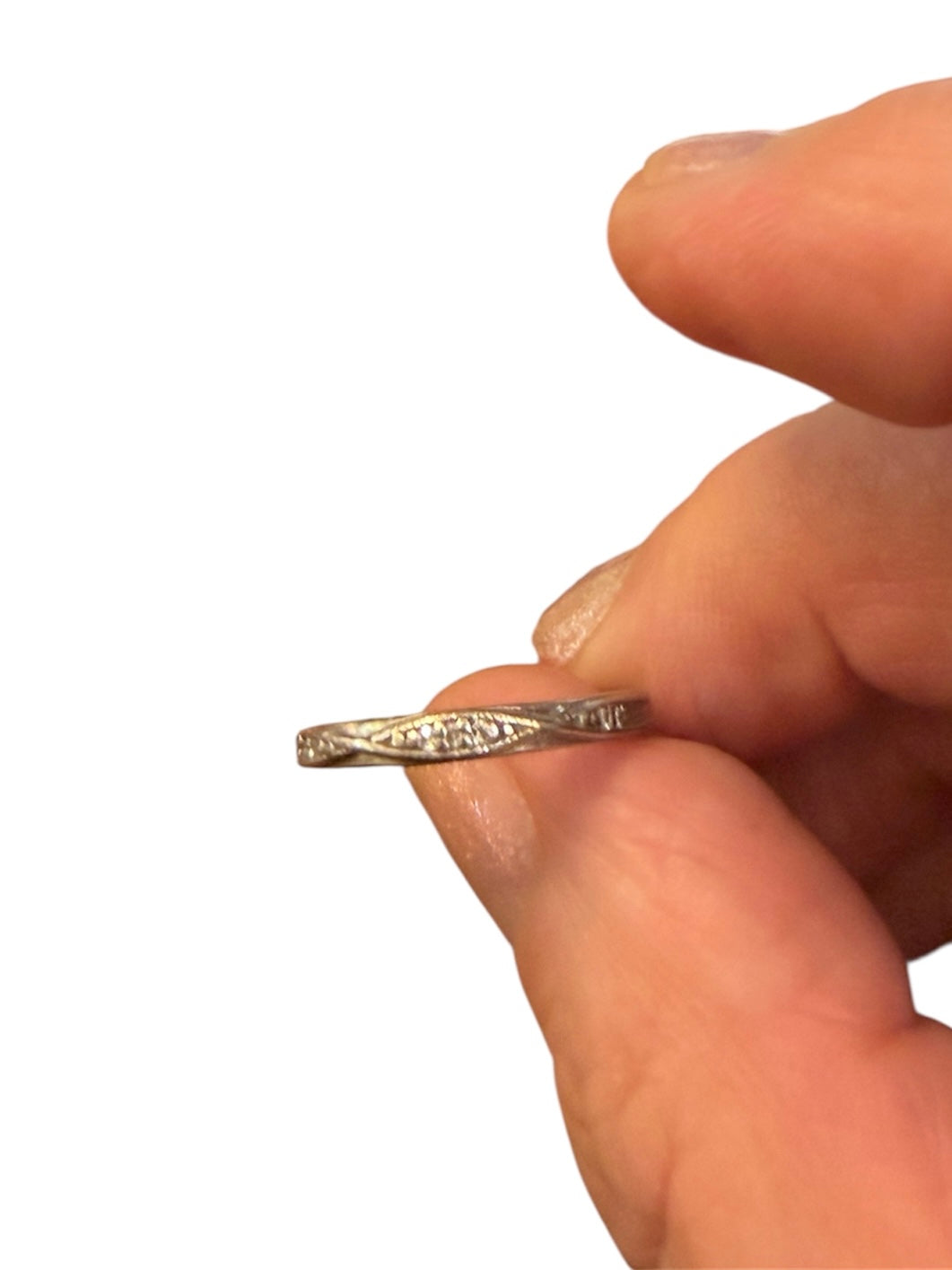 950 palladium and diamond ring, half eternity ring ring size M