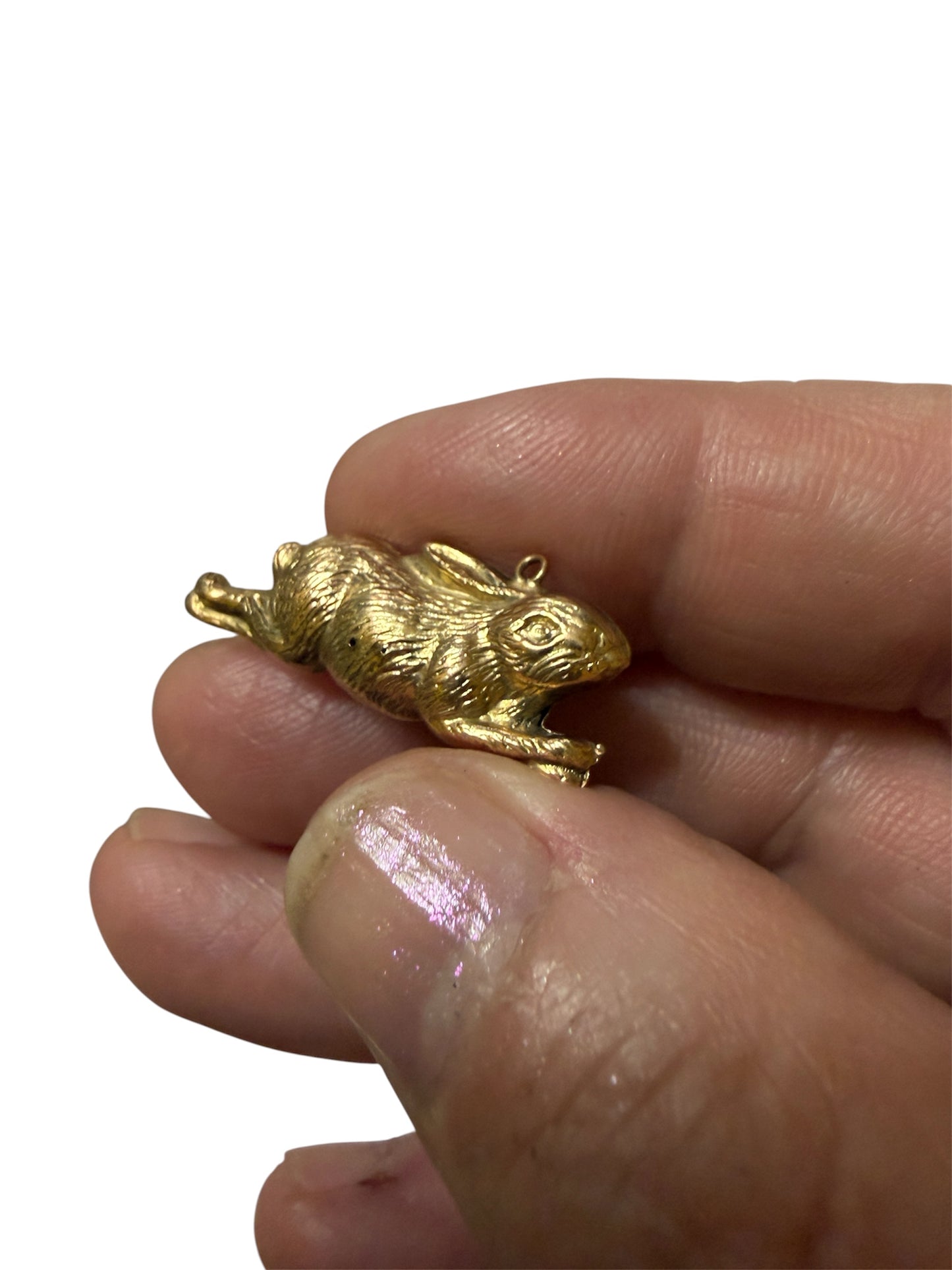 9ct vintage rabbit charm, running rabbit circa 1969 by WHC 1.4g