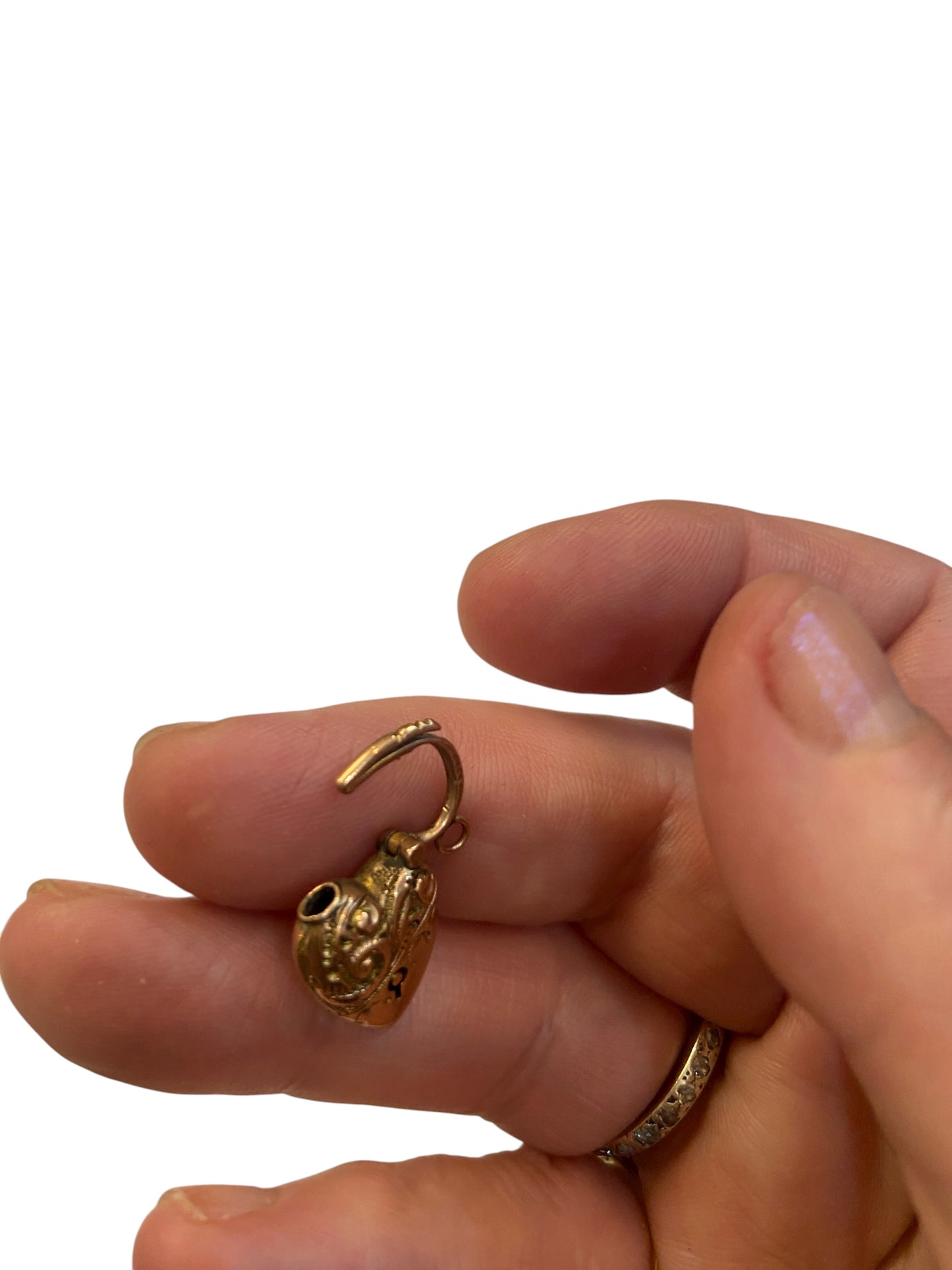 9ct antique rose gold padlock charm, circa 1920s
