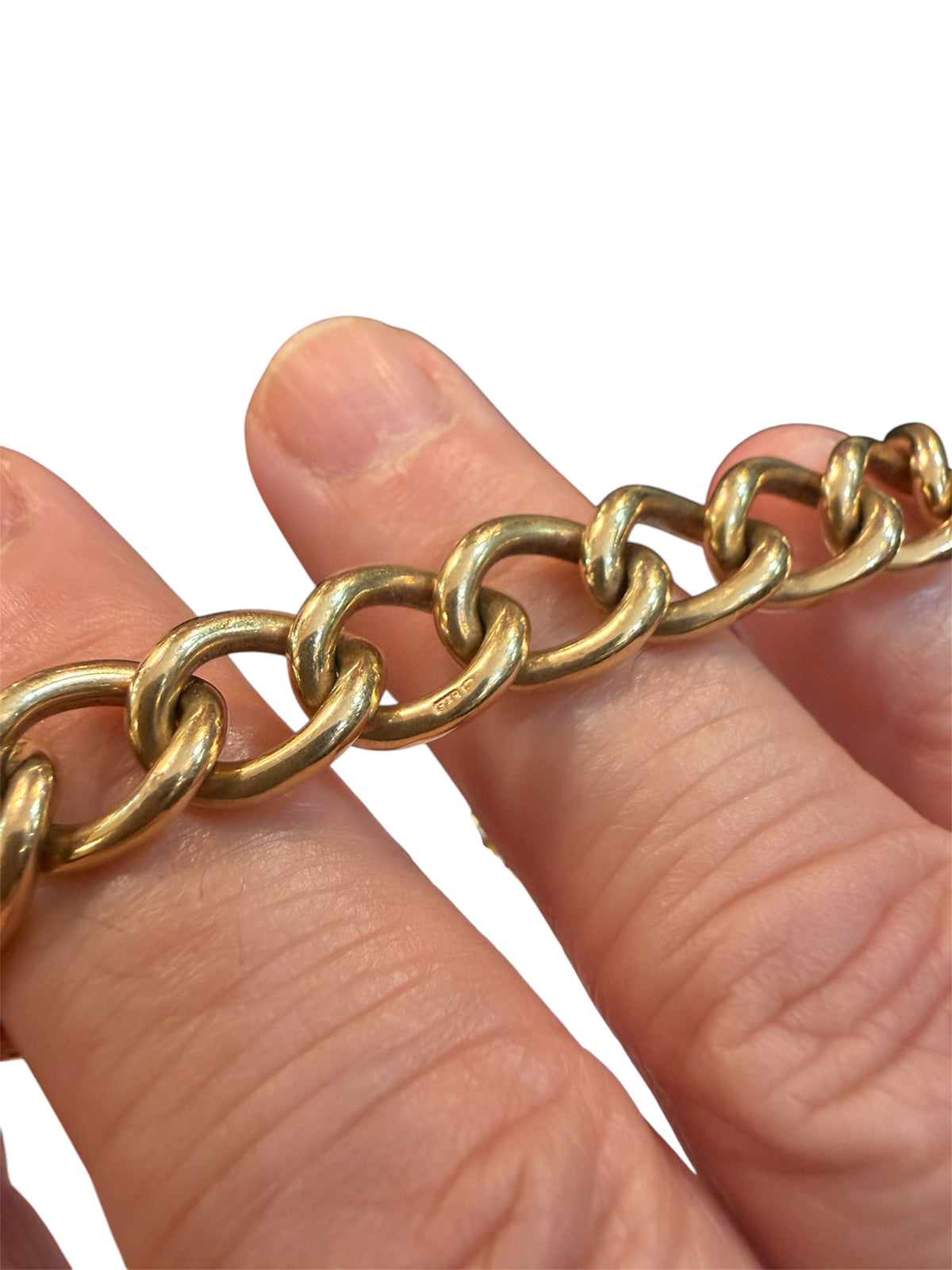 9ct vintage curb link bracelet. circa 1978 29.79g