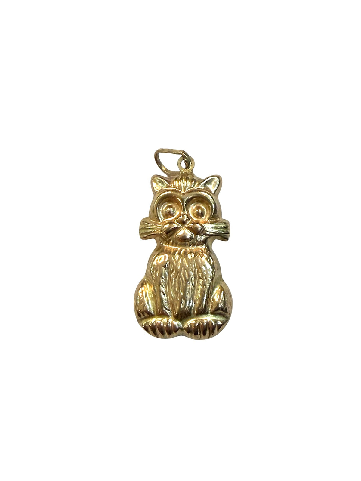9ct vintage cat charm, large, hollow, circa 1970 1.8g
