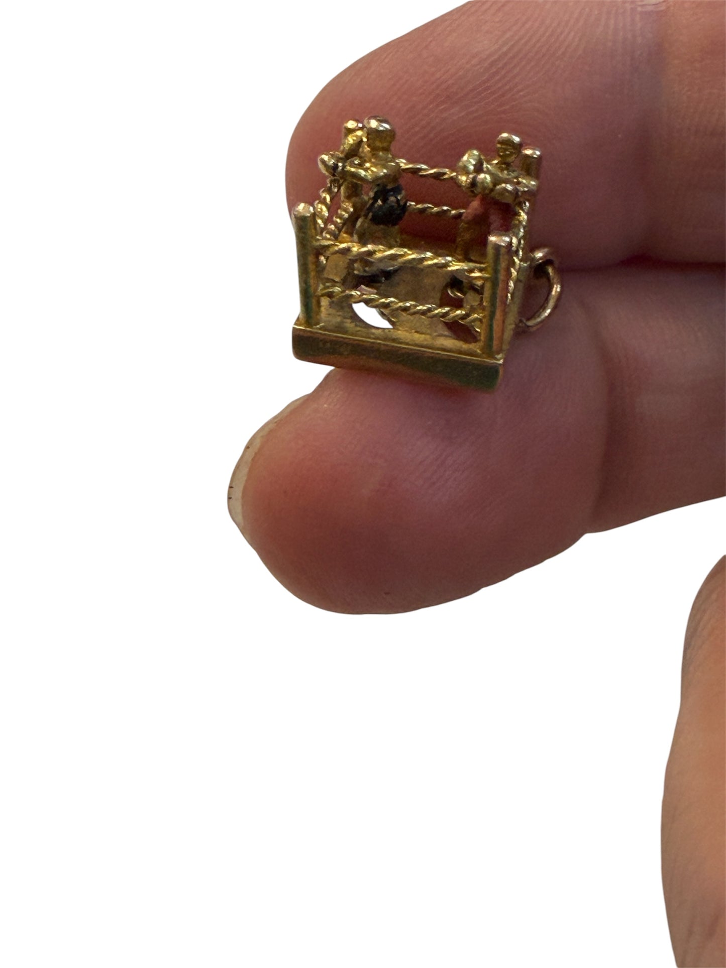 9ct vintage boxers in ring charm / pendant articulated. circa 1956 by Georg jensen 2.8g