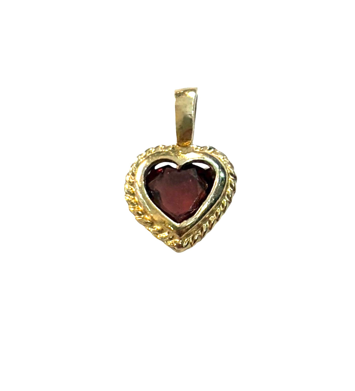 9ct vintage garnet heart charm / pendant circa 1970 by Georg Jensen