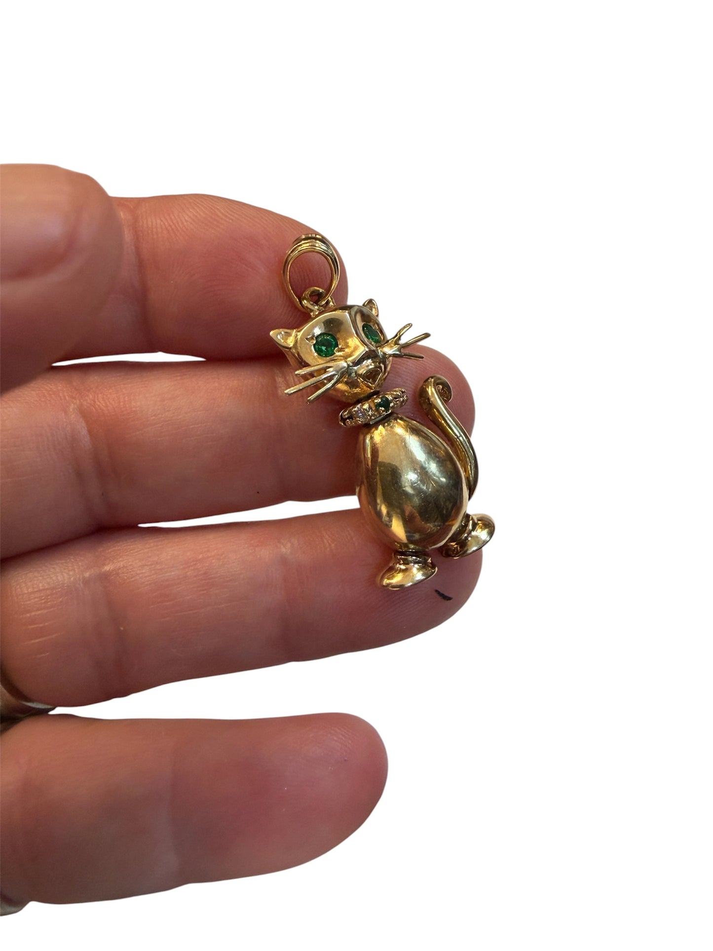 9ct vintage cat charm / pendant, articulated 7.11g