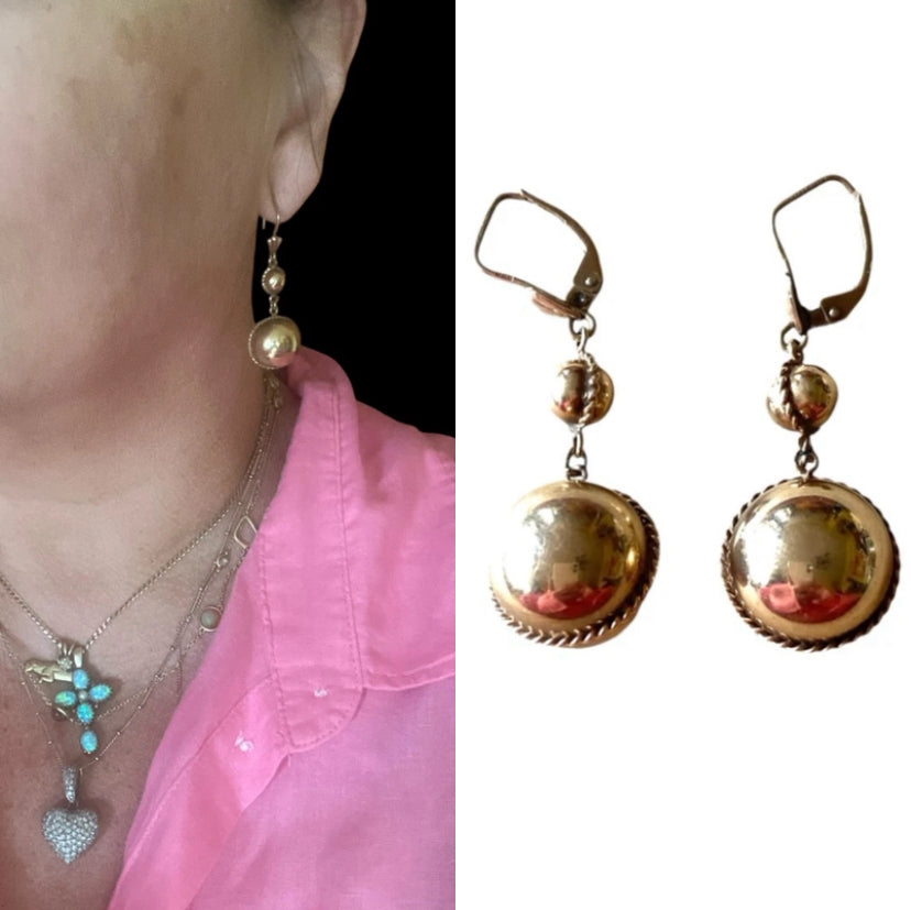 9ct vintage orb earrings circa 1972