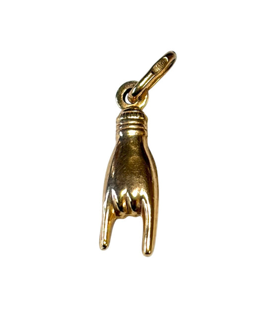 9ct figa hand charm, mano cornuto charm,