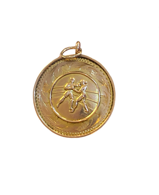 9ct vintage boxing disc pendant / charm