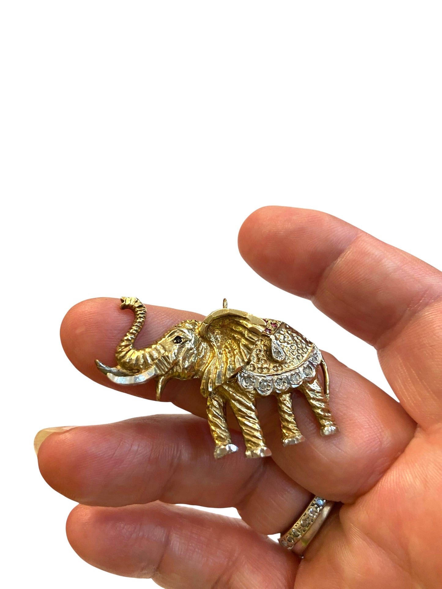 9ct vintage elephant pendant with Gem stones circa 1989