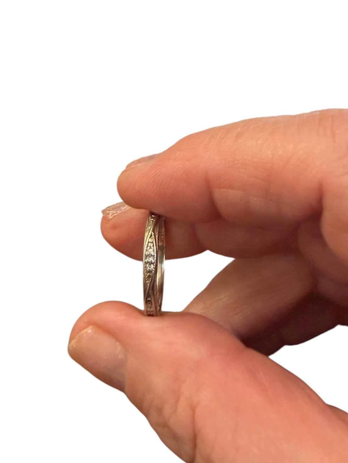 950 palladium and diamond ring, half eternity ring ring size M
