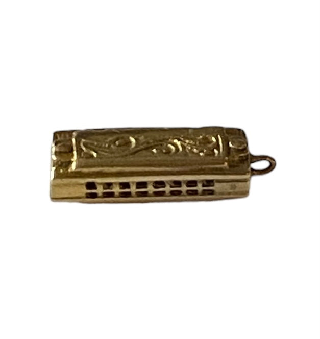 9ct 375 vintage gold working harmonica charm