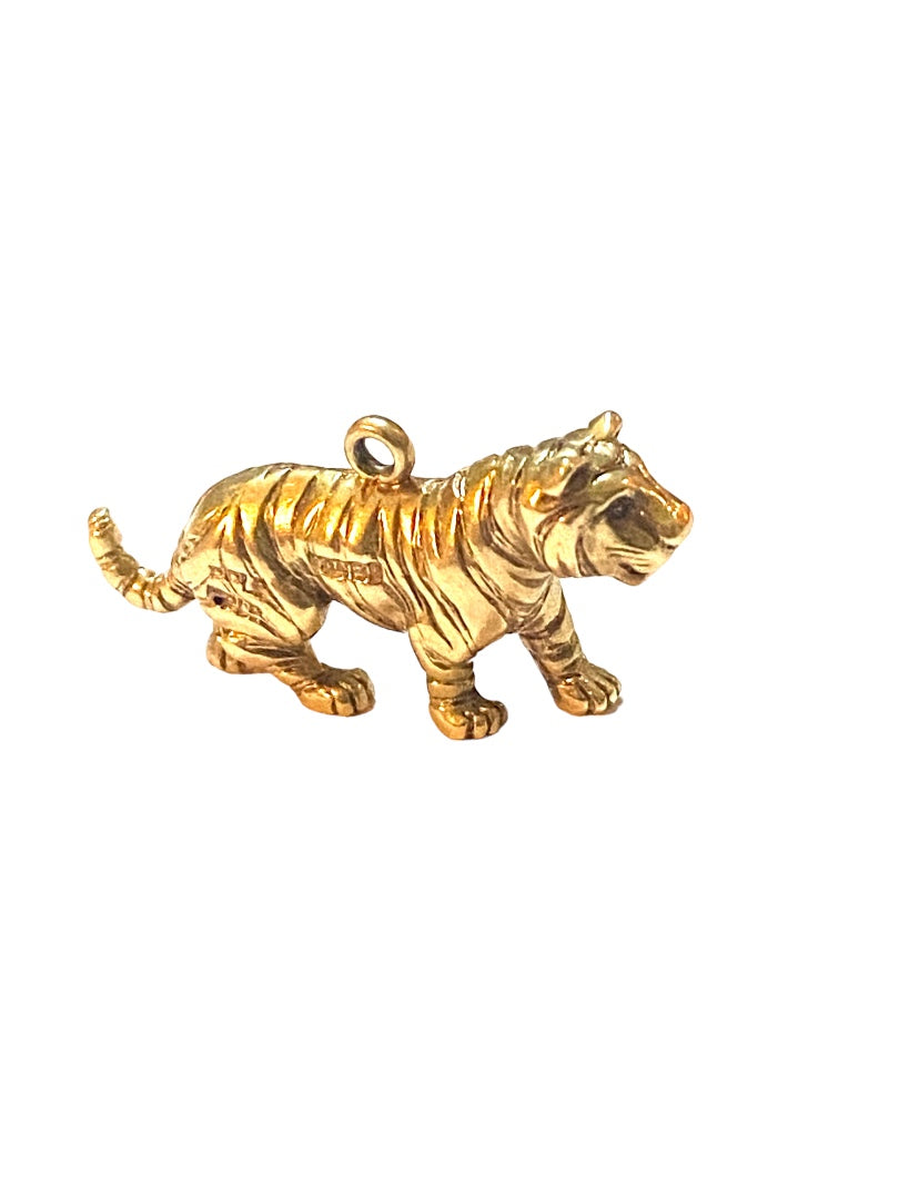 9ct vintage tiger charm by PPld 6.4g circa 1964