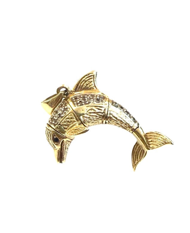 9ct vintage dolphin charm - pendant large 8.5g