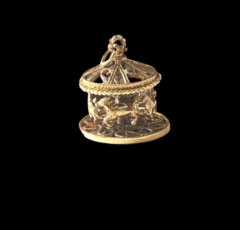 9ct 375 vintage articulated carousel charm circa 1973 large