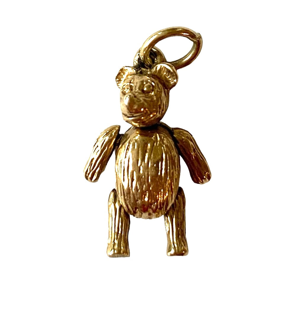 9ct vintage articulated teddy bear charm