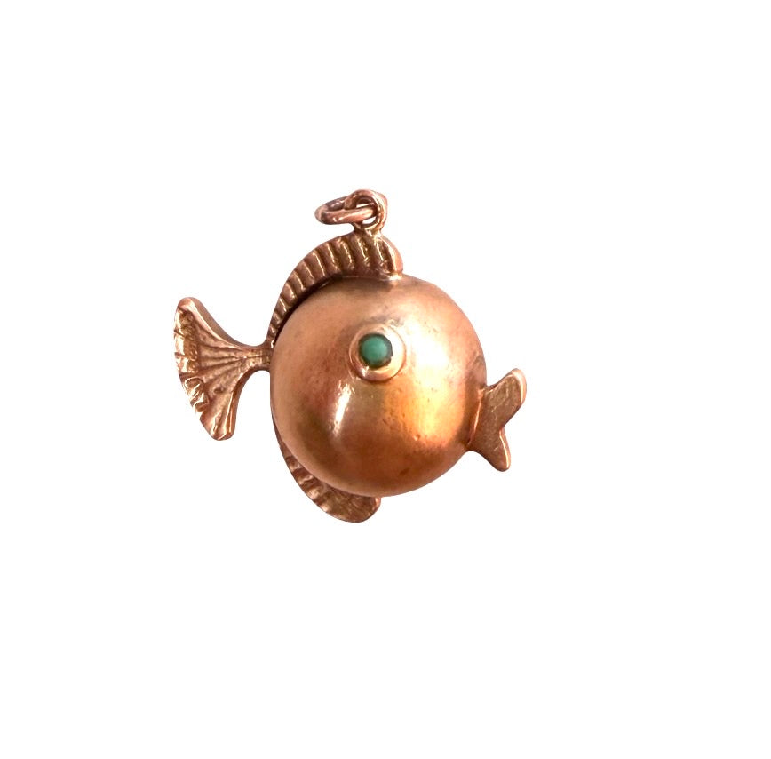 9ct vintage puffer fish charm circa 1962 maker LJ 3.9G