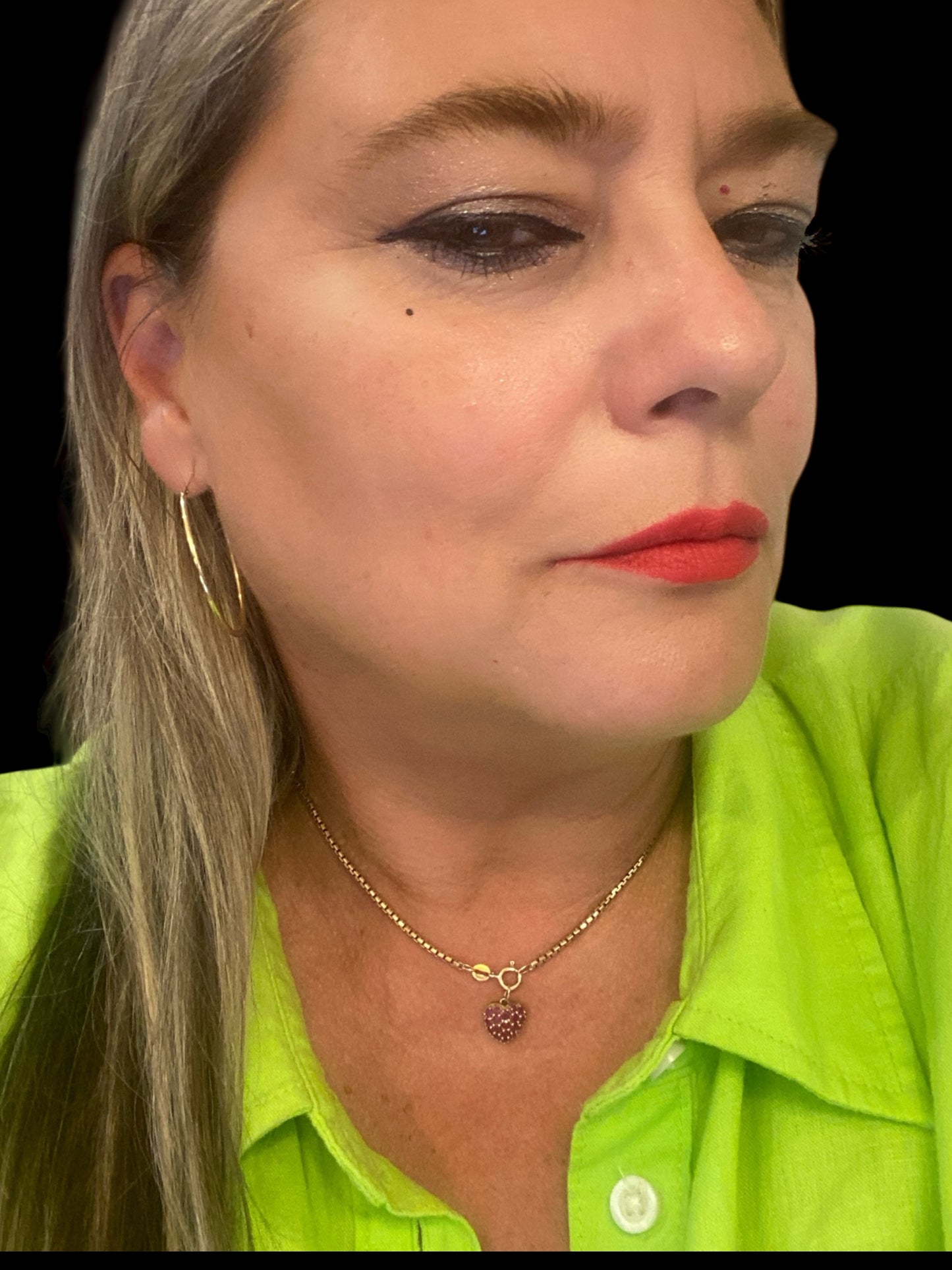 9ct vintage  ruby heart charm / pendant 1.3g