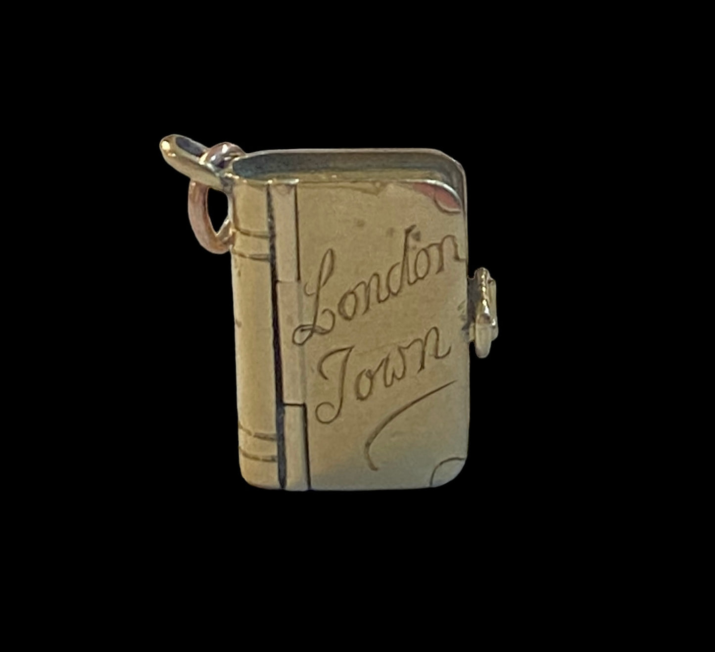 9ct vintage book charm 'London town' opening