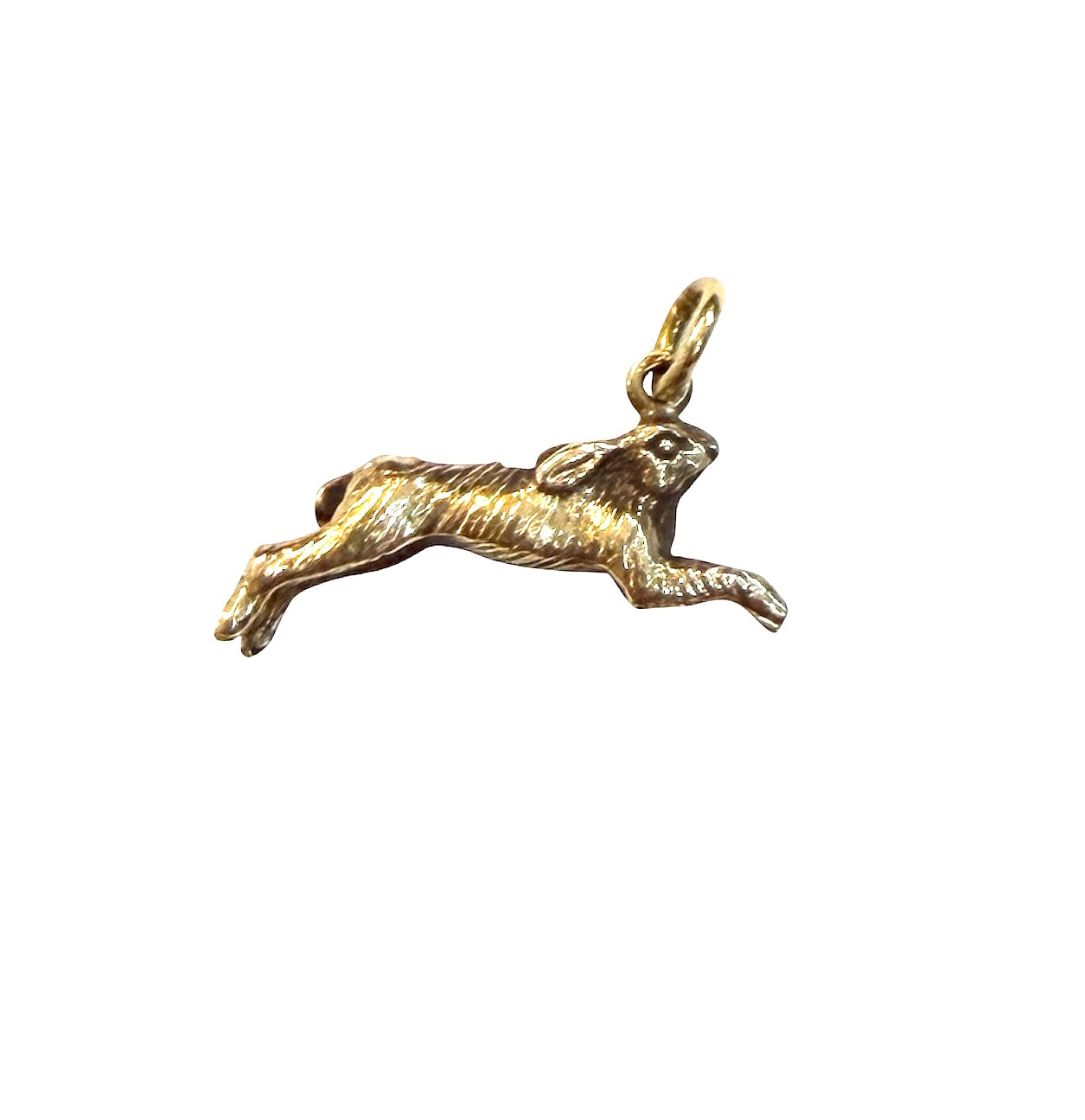9ct vintage running hare charm, circa 1979 london by G&T
