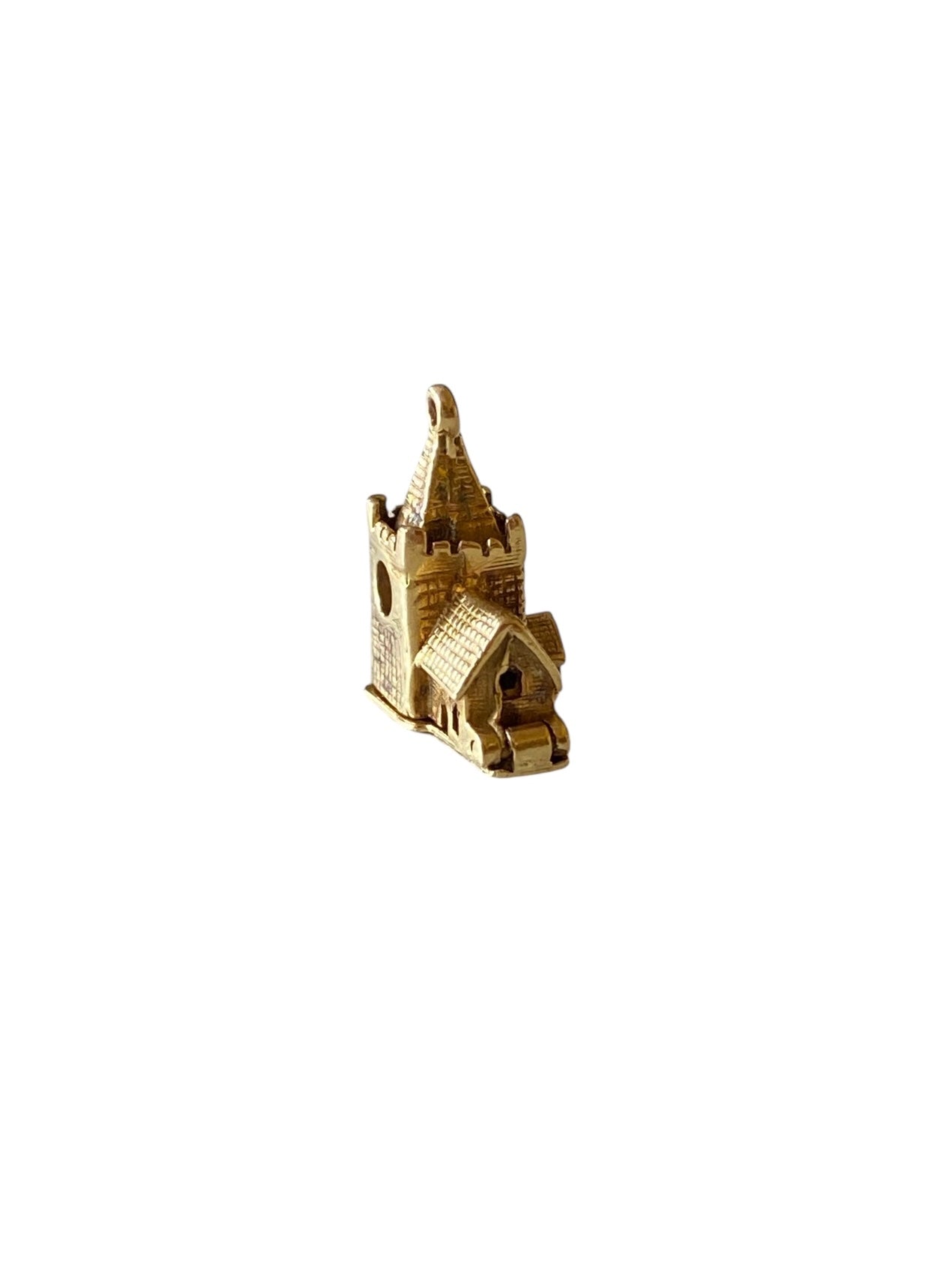 9ct vintage church charm opening with a wedding inside. circa 1961