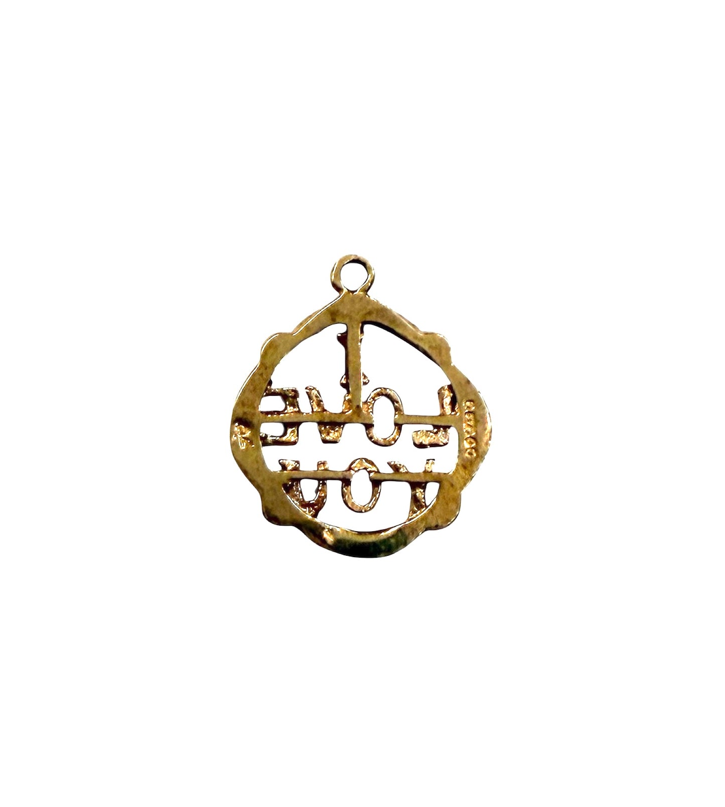 9ct vintage ' i love you ' charm - pendant circa 1974 London