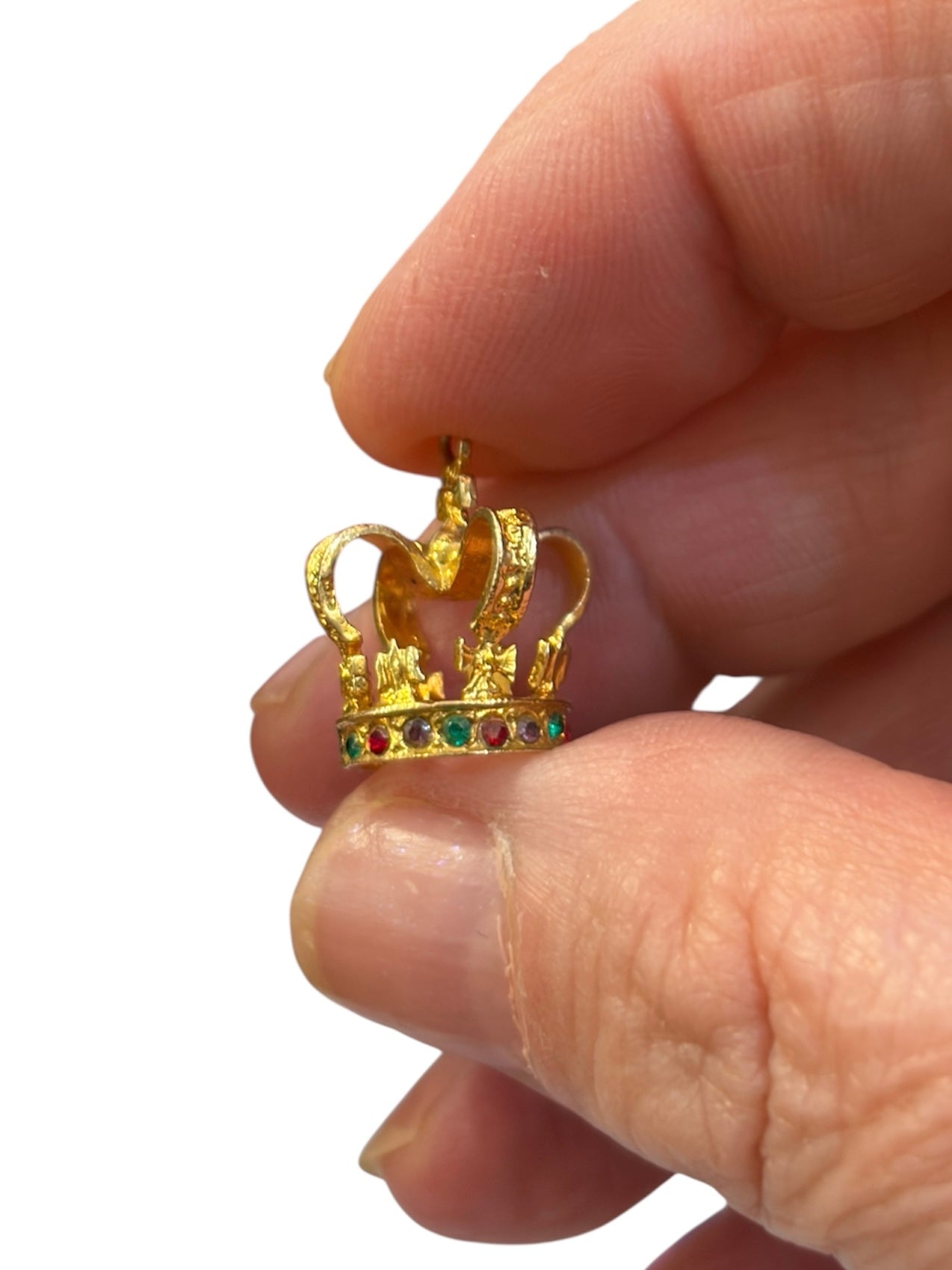 9ct vintage crown charm, yellow gold