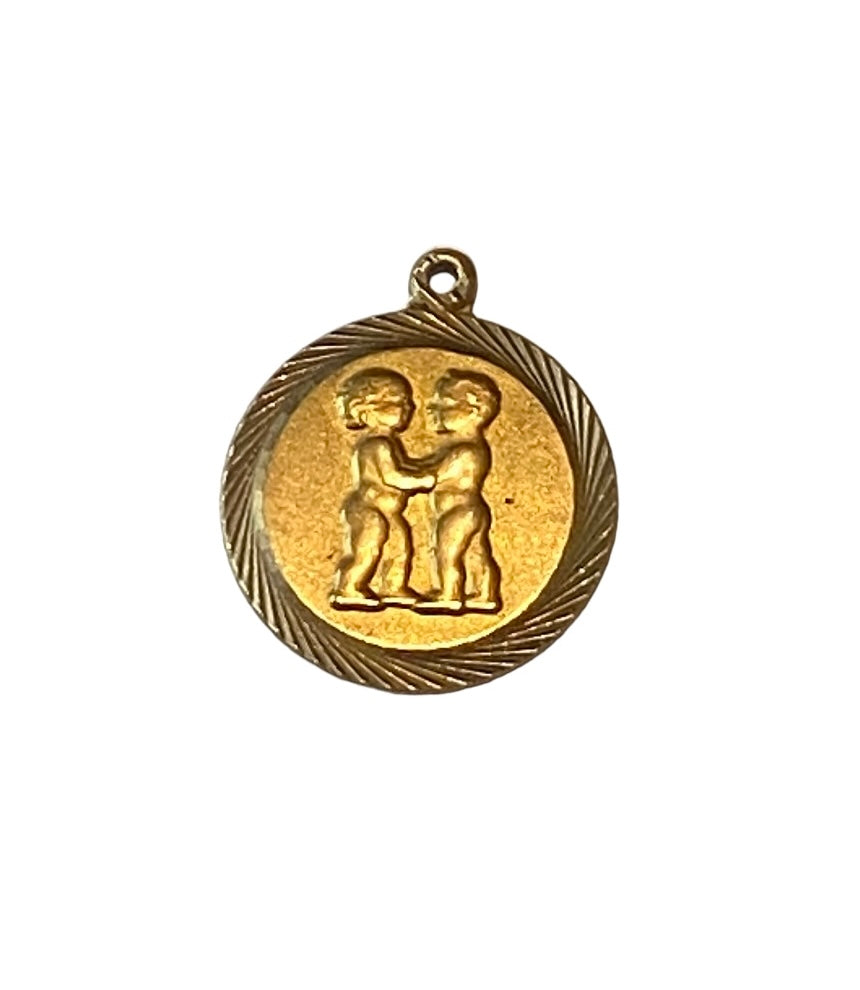9ct vintage gemini disc charm / pendant circa 1963