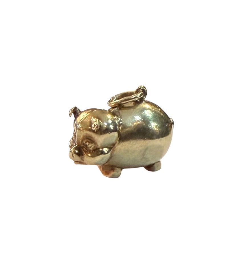 9ct vintage pig charm, circa 1979 by WHC 1.48g Hollow.