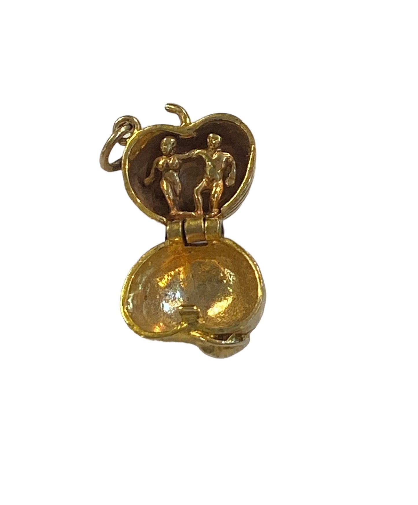 9ct vintage opening apple charm with Adam and Eve inside