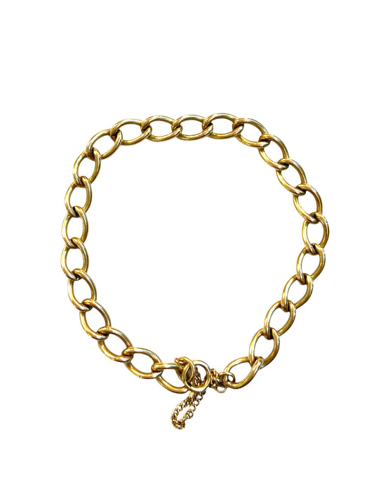 9ct vintage curb link bracelet, 7 1/2 inches (19cm )