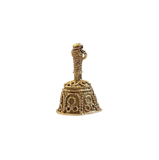9ct vintage bell charm, school bell 6.7g