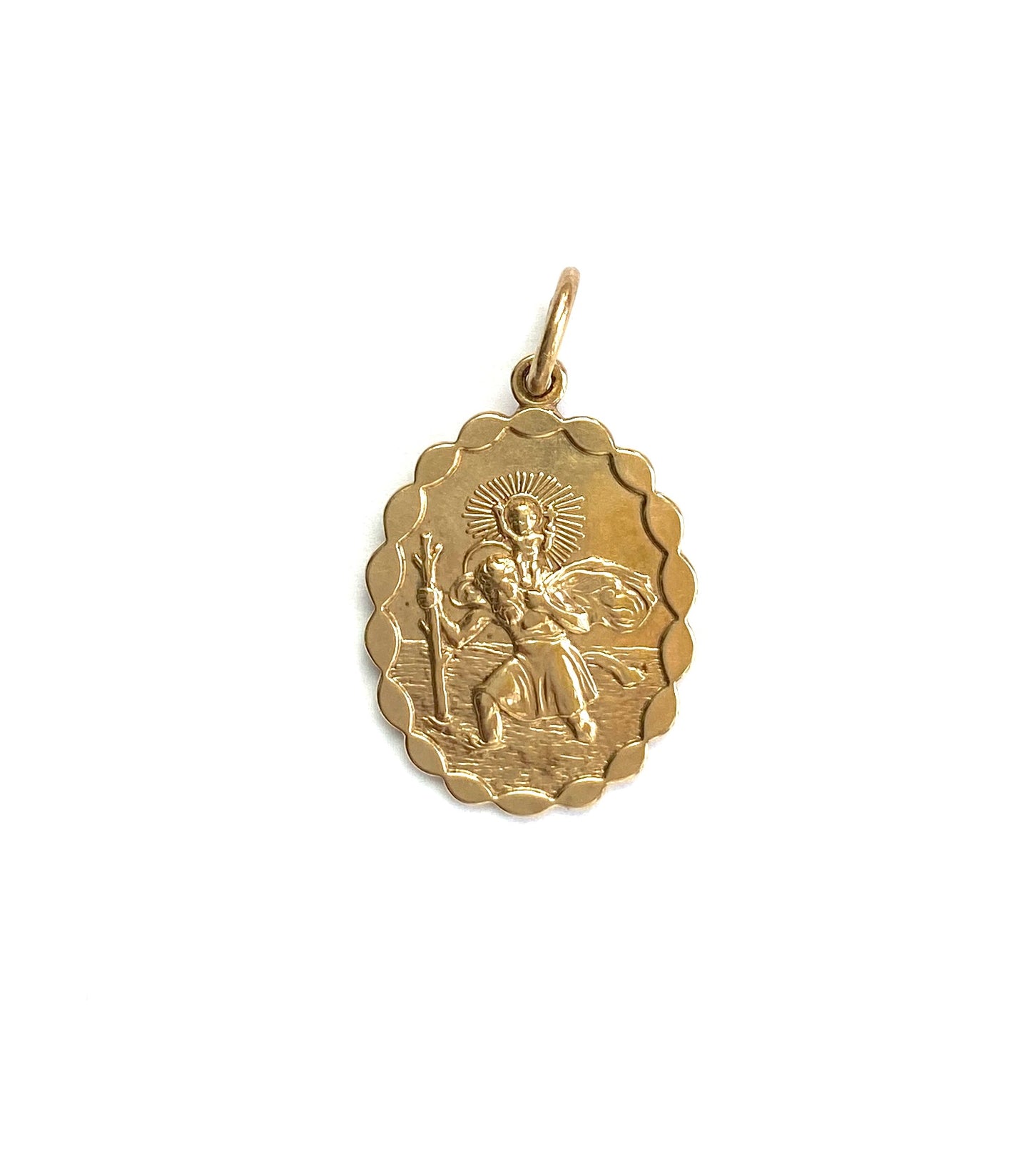 9ct 375 vintage gold st Christopher pendant circa 1940s