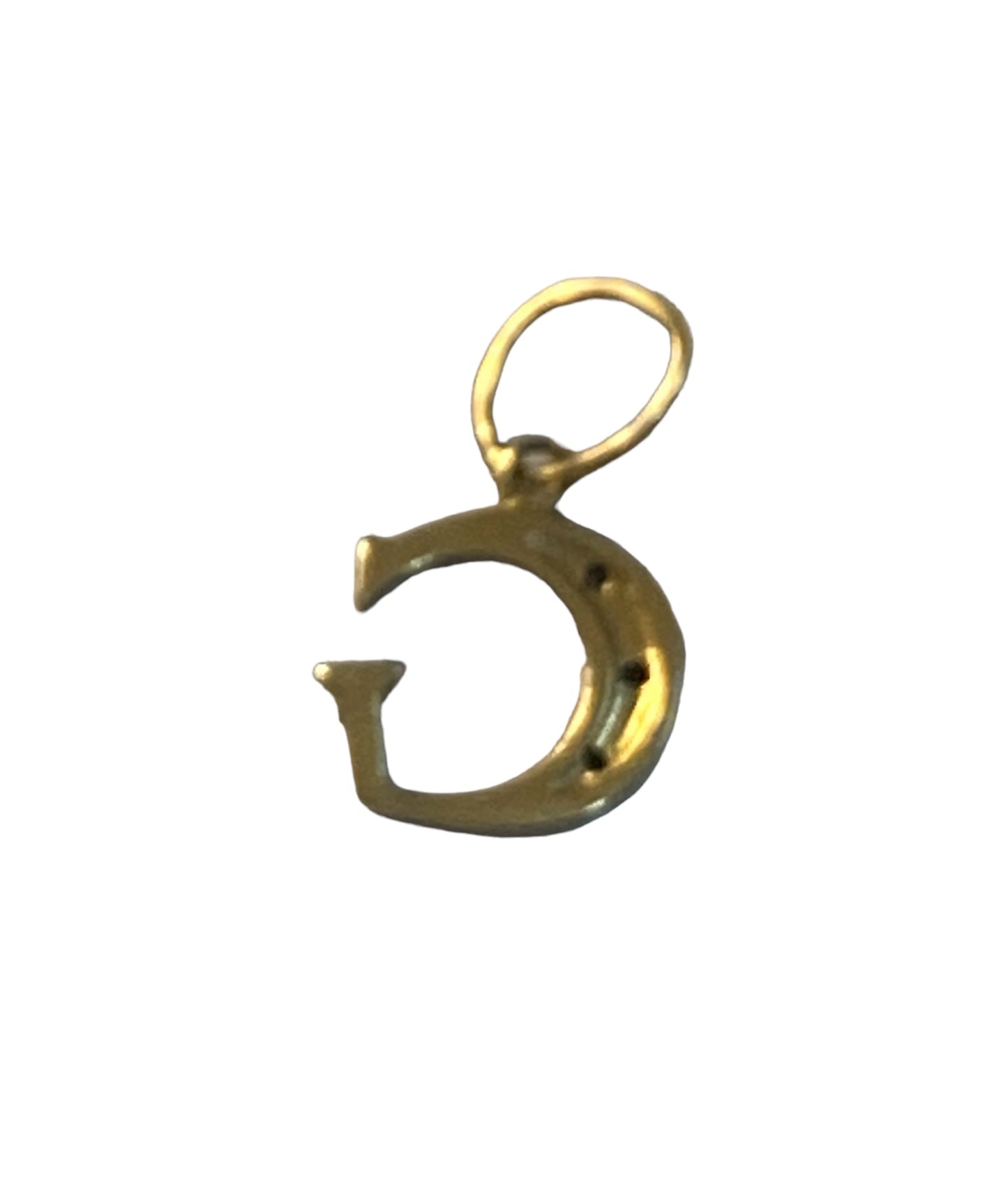 9ct vintage initial 'G' charm- pendant with small diamonds