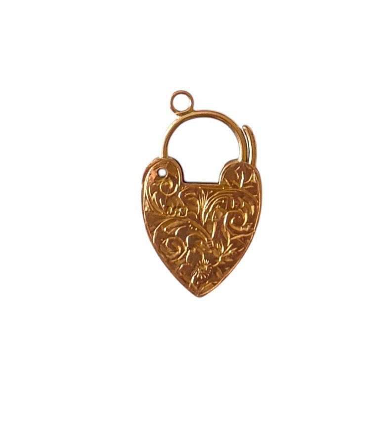 9ct vintage / antique ornate padlock charm / pendant maker J.S 2.53g