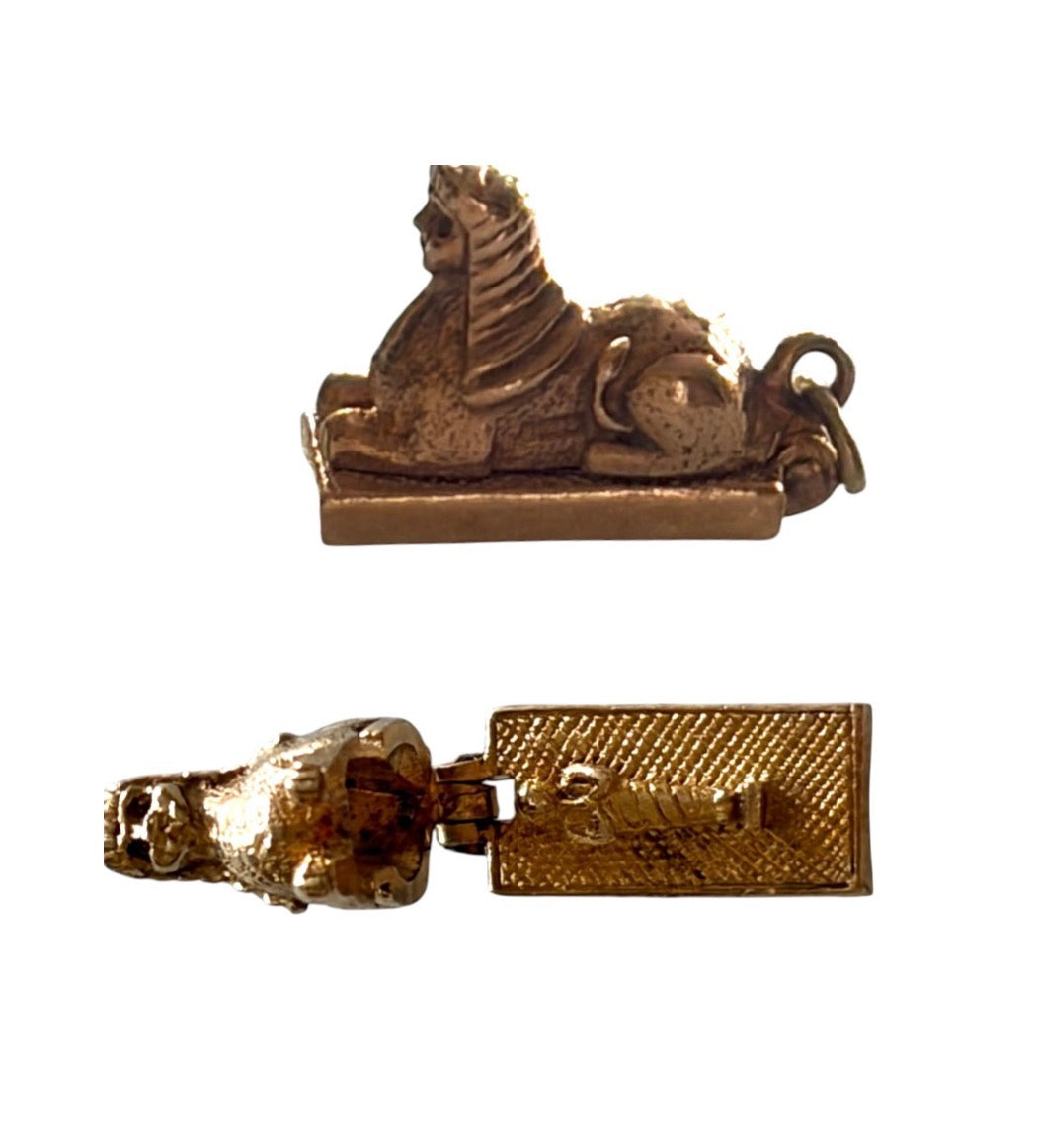 9ct vintage sphinx charm with mummy inside circa 1959 birmingham 3.0g