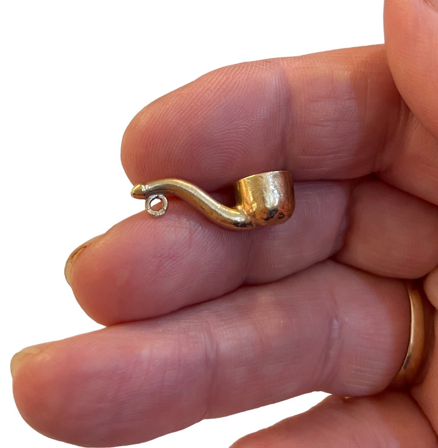 9ct vintage yellow gold pipe charm  circa  1976