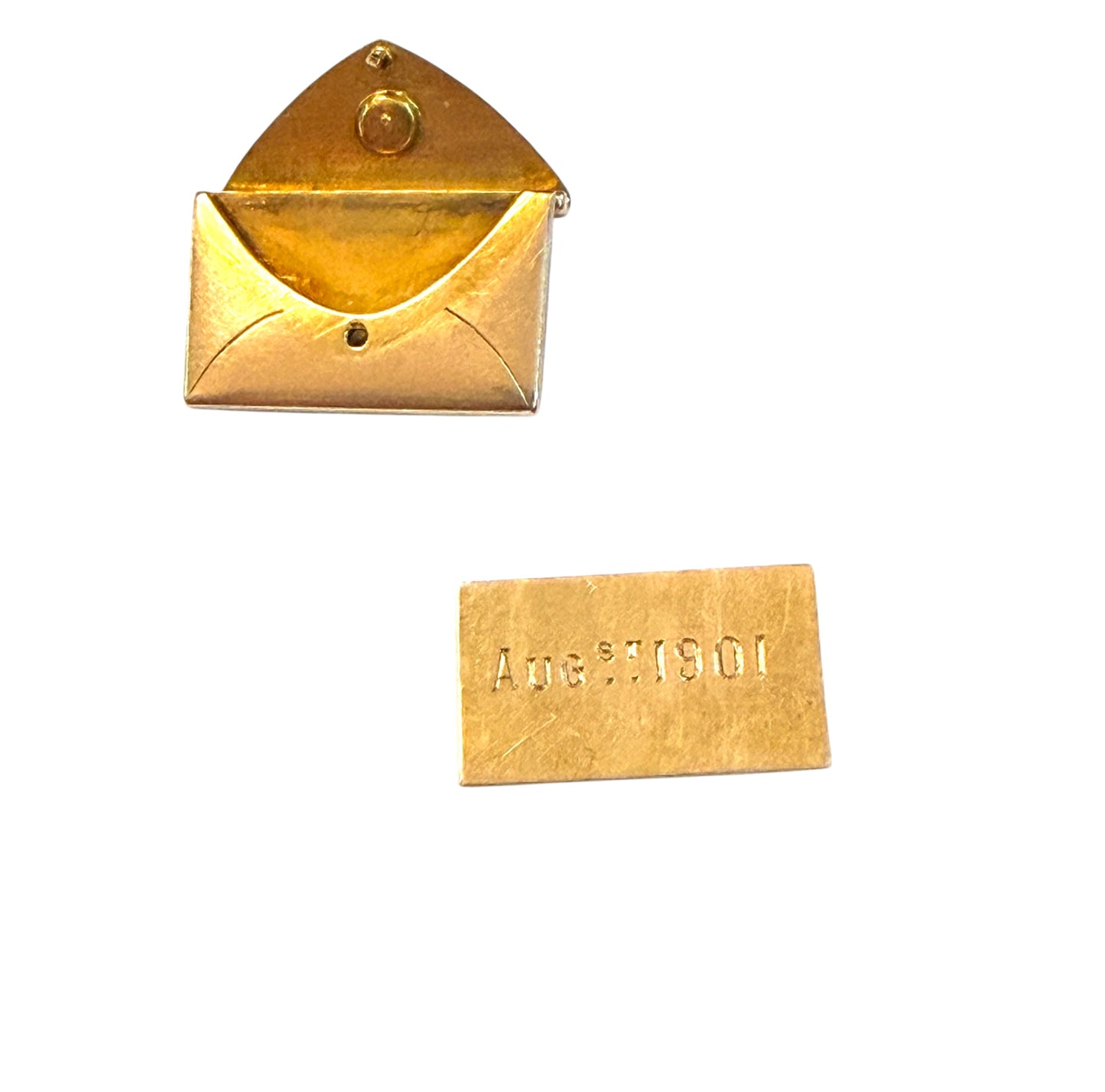 9ct antique envelope charm with a note inside circa 1901