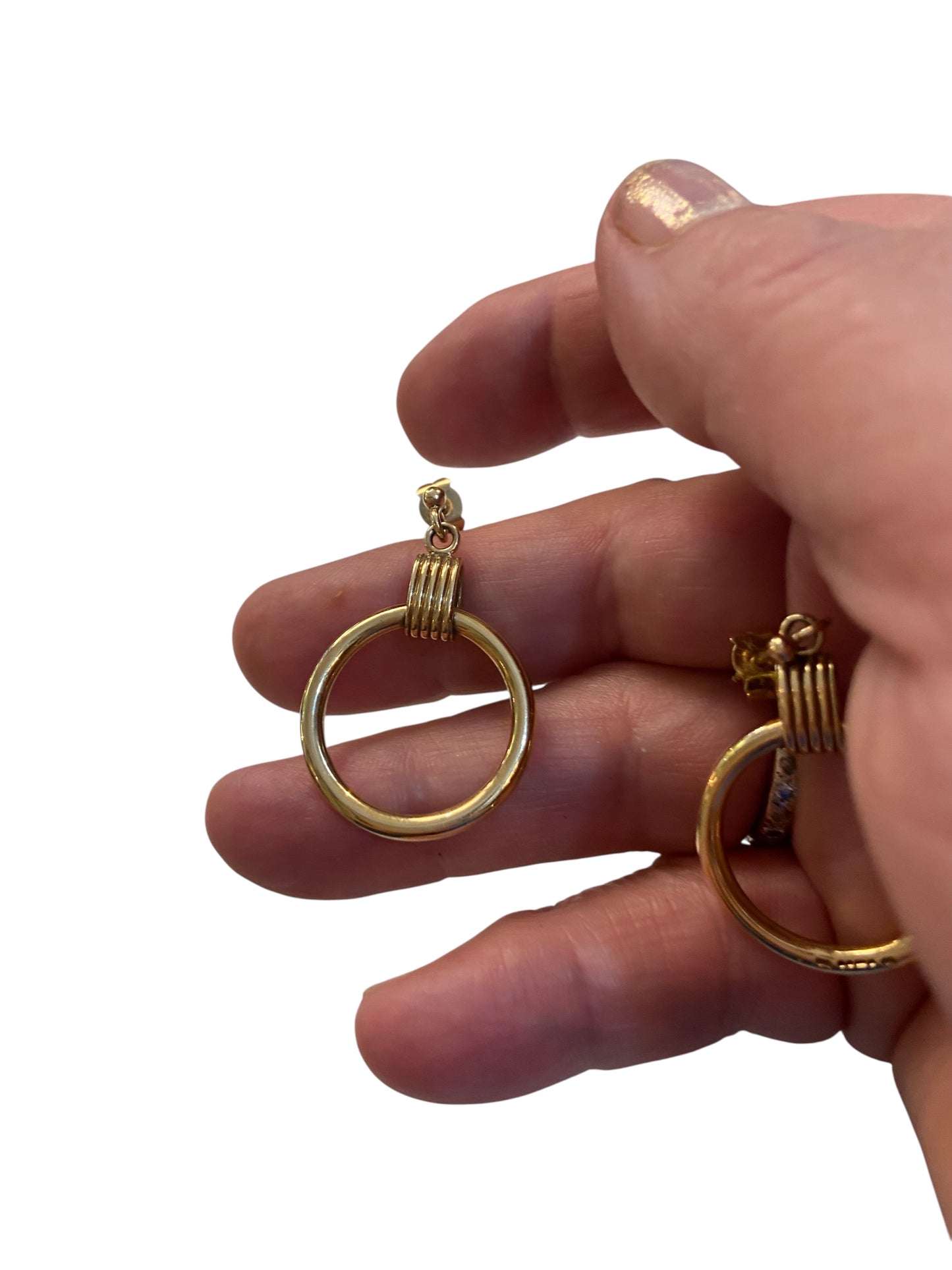 9ct vi tage preowned drop circle earrings circa 1993 9.1g