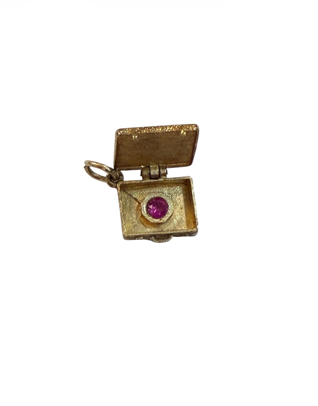 9ct vintage brief case charm with a jewel inside 2.9g