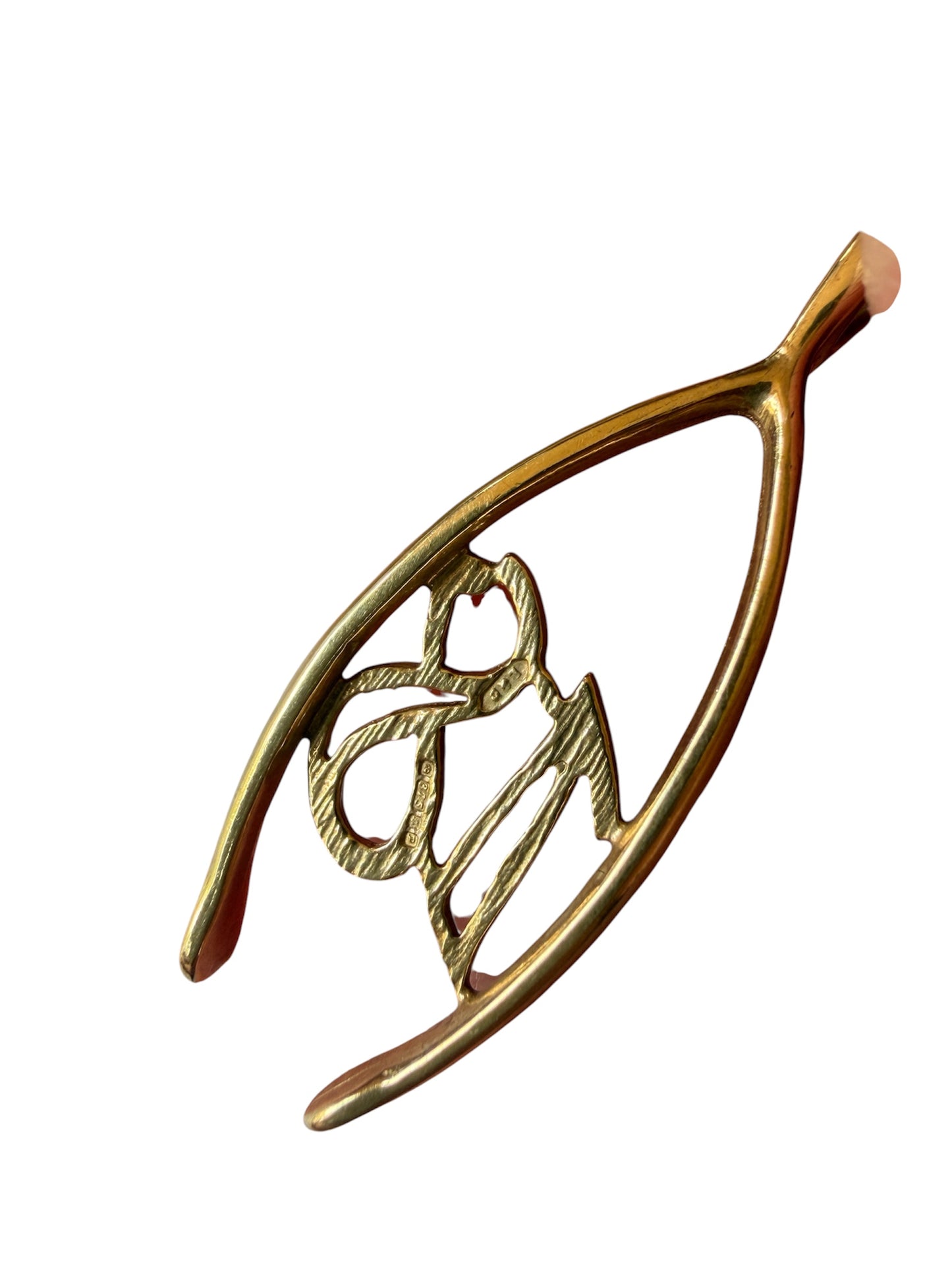 9ct vintage 18 wishbone charm / pendant circa 1989 2.74g